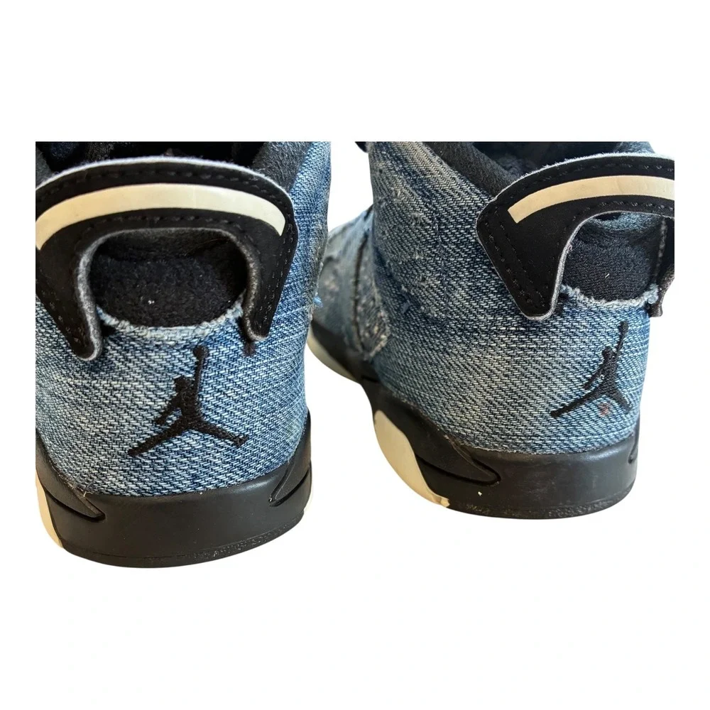 Air Jordan 6 Retro Denim Toddler Shoes‎ CV5488-401 Blue Black Brown Sneakers